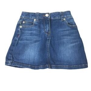 Mini Boden Girls Denim Mini Skirt Cotton Stretch Blue Wash 5 Pocket 5-6Y